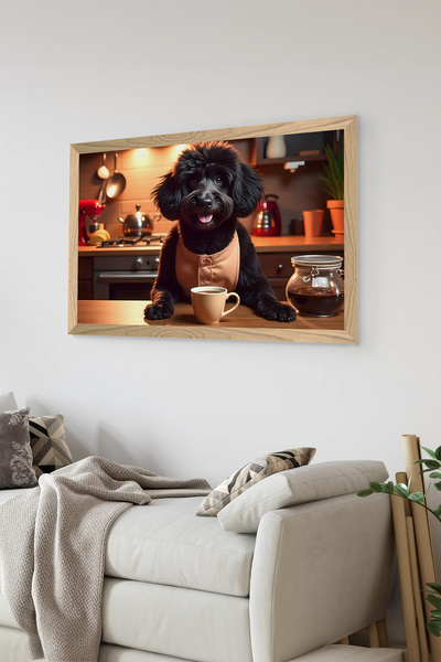 Artavessa لوحة بإطار خشبي قطعة واحدة مطبوع عليها كلب MDF مقاس 48 × 33 سم - مو...