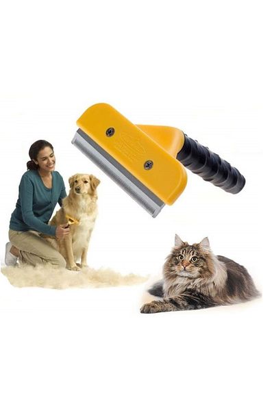 zola Dog and cat grooming brush, 56 teeth, yellow/black, 15x7 cm