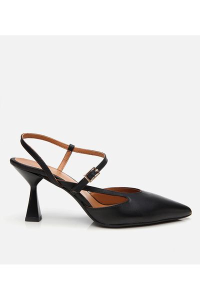 Hotiç Women's Leather Black Open Heeled Shoes