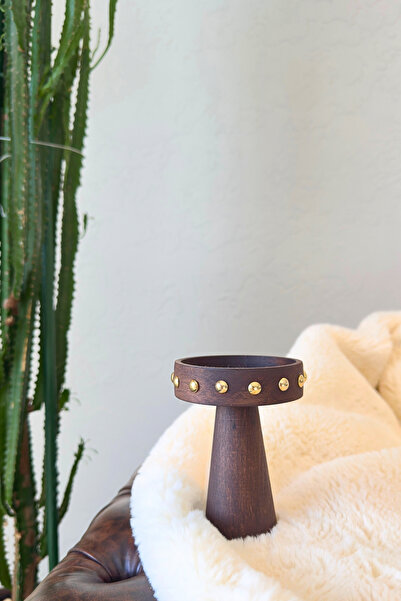 Ogia Concept Rozi Ahşap Ayaklı Kase Gold Sunumluk 9 cm ( Çerezlik - Lokumluk )