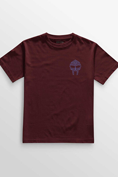 Kretas Unisex bordo crvena T-shirt Mf Doom hip hop rap oldschool minimalna pr...