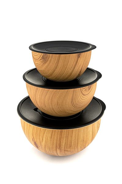 Bambum Rose Wood 3-Piece Metal Mixing Bowl - Brown