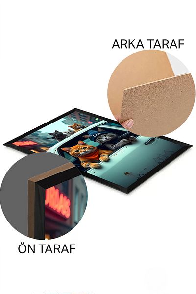 Artavessa Tablou MDF cu imprimare cu pisică, aspect de ramă neagră One Piece 20x30 cm - Model 9