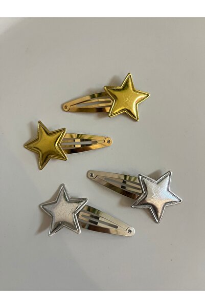 PONÇİK ACCESSORİES Shiny Silver and Gold Star 4-Piece Snap Buckle Set