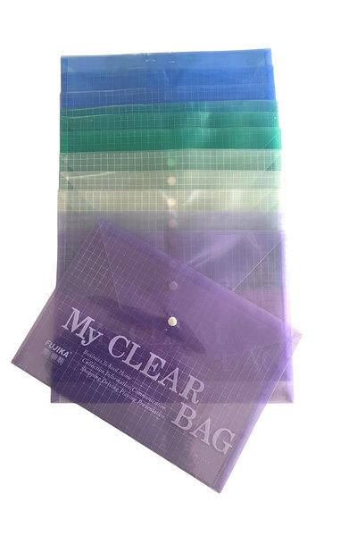 Fujika A4 Snap File Transparent Mixed Color 12 Pack