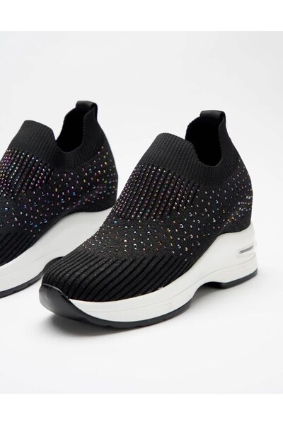 KRISTE BELL 0008 SİYAH TAŞ DETAYLI SNEAKER KADIN SPOR AYAKKABI