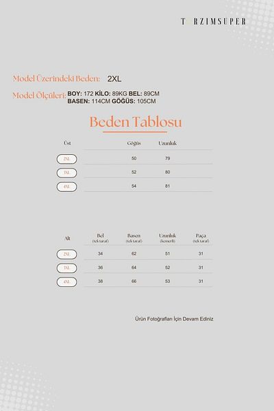 tarzımsüper Plus Size Comfort Sleepwear Set with Bottom Top Shorts Patterned Double Cotton 2-Piece Bottom-Top Suit