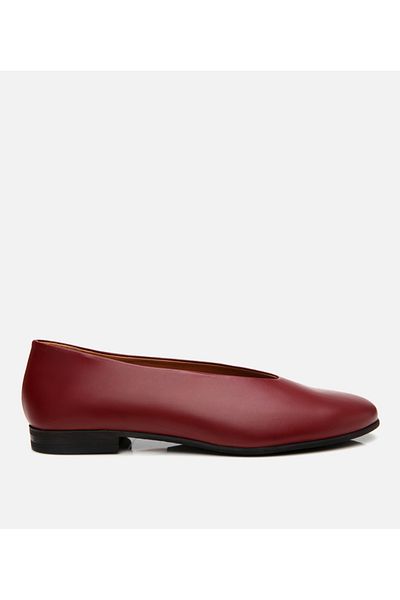 Hotiç Women's Leather Claret Red Ballerinas