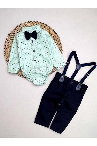 s.t. sebat tekstil Baby Boy Shirt, Suspender, Bow Tie and Pants Set Sb294