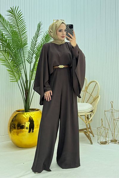 Neşeli Butik γυναικεία μανδύα ζώνη λεπτομέρειας χιτζάμπ NMS061