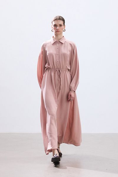 BE BLUE Pastel Pink Waist Shirted Dress