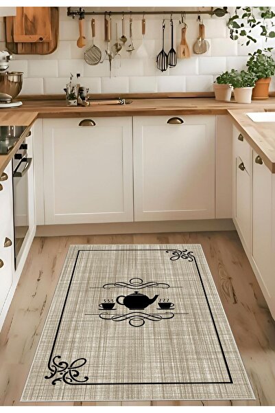 Cream, Cup, Digital Printing, Thin, Anti-Slip, Woven Base, Bamboo, Kitchen Carpet, Dowry