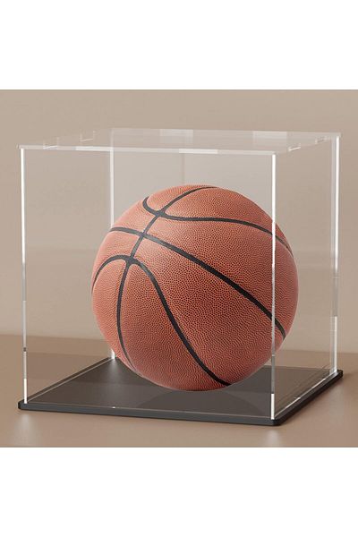 Generic صناديق أكريليك مكعبة مقاس 11 × 11 × 11 بوصة للعرض، عرض شفاف بقاعدة سوداء غير لامعة