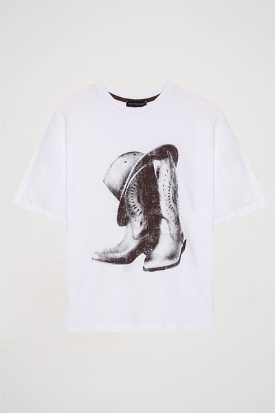 Quzu Tricou cu mânecă scurtă cu imprimeu retro alb
