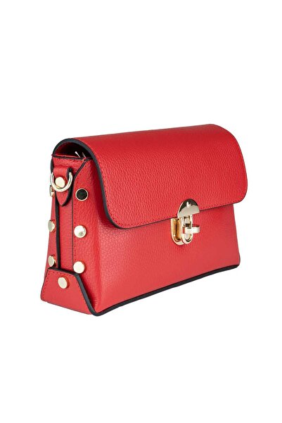 Toro Nero Women's Bag Made Of Red Genuine Leather Rosa