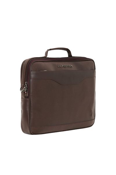 U.S. Polo Assn. Чанта за лаптоп US Polo Assn 25033-25034, куфарче с презрамка, КАФЯВА