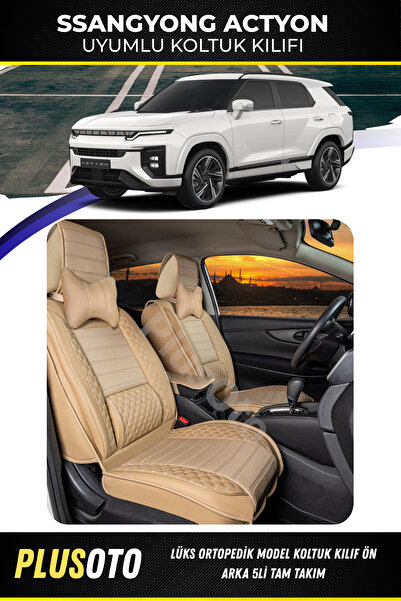 PlusOto مجموعة أغطية مقاعد السيارة المتوافقة مع سلسلة سانج يونج أكتيون بلس لو...