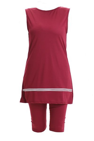 sefamerve Sleeveless Pool Swimsuit 2502-03 Claret Red