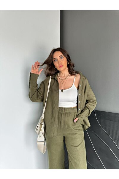 Zerrincan Giyim Haki Ham Keten Orijinal Gömlek