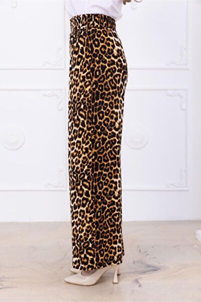 BARG FASHION Leoparlı Yazlık Rahat Beli Lastikli Pantolon