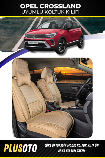 PlusOto Opel Crossland Compatible Plus Lux Series Beige Car Seat Cover Set of...