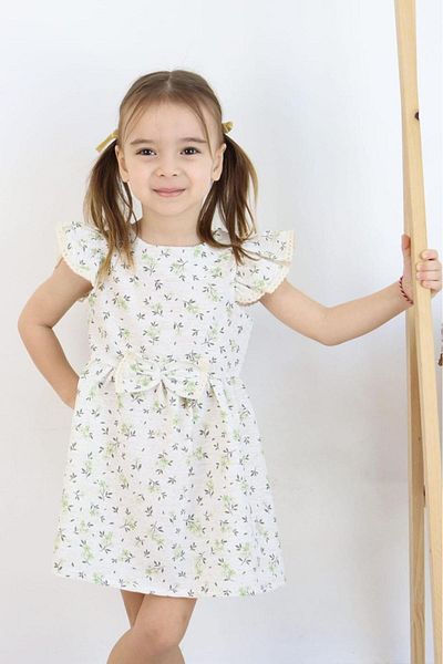 Çocuksan Baby&Kids Wear Κοριτσίστικο Χακί Καλοκαιρινό Φόρεμα με Φιόγκο - Κοντομάνικο Casual Φόρεμα 3-6 ετών