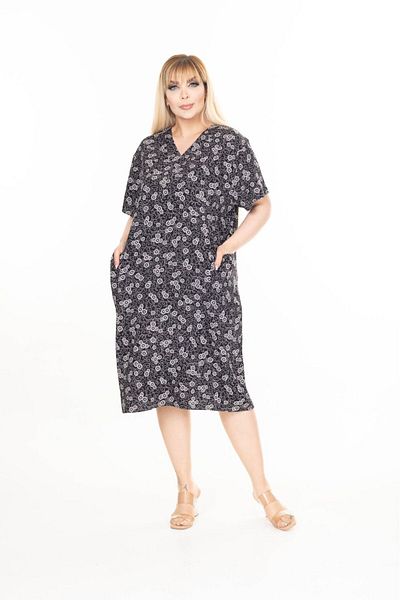 mervemoda Γυναικείο φόρεμα με κοντό μανίκι καλοκαιρινό υφαντό φόρεμα μεγάλου μεγέθους