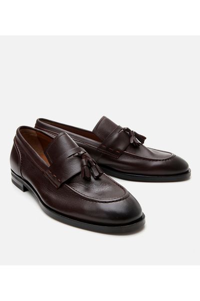 Hotiç Men's Leather Brown Tassel Detailed Classic Loafer