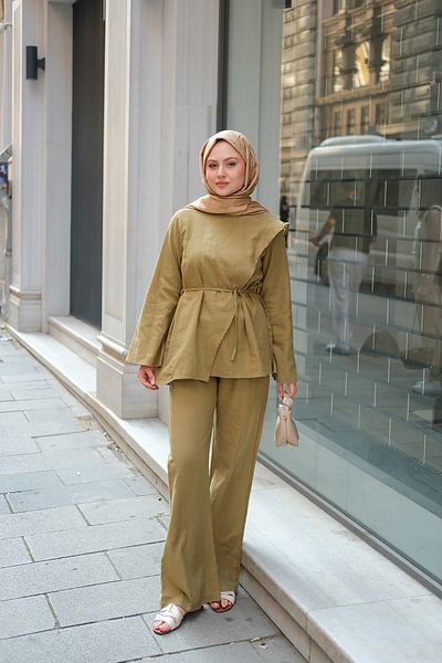 LOCCO Women's Front Piece Detailed Suit Oil Green