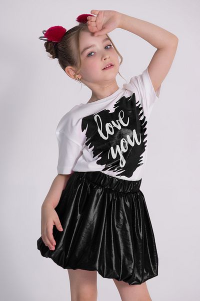Dmb Girl's Silver Skirt Love You T-Shirt Set