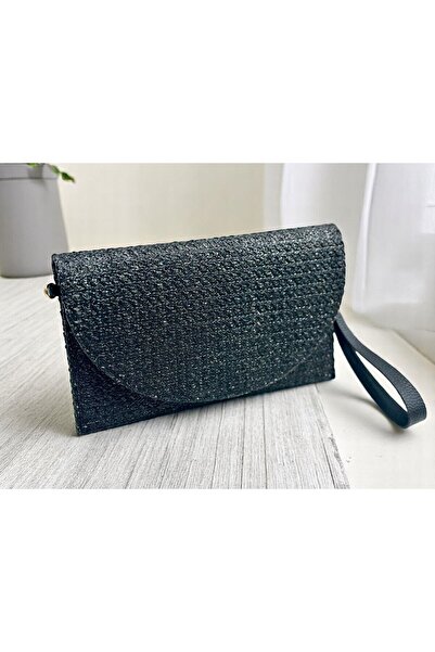 HFKY Чорна плетена сумка через плече з хрестоподібними ременями для жінок