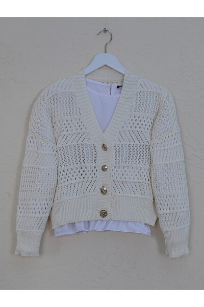 HİJABAYA Openwork Buttoned Knitwear Cardigan
