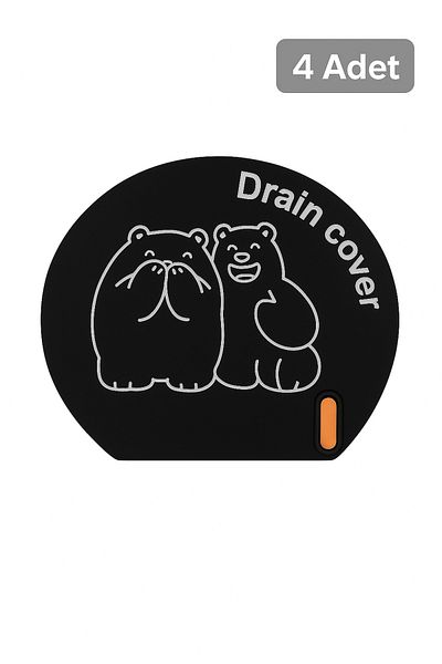UGA İthalat 4Pcs Black Silicone Drain Covers Non-Slip Waterproof Floor Seal Insect-Proof Anti-Odor