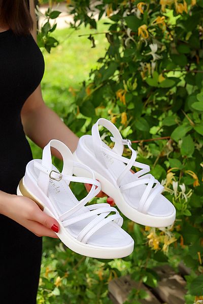 kajal ayakkabı Bln 307 Cross Strap High Sole Sandals