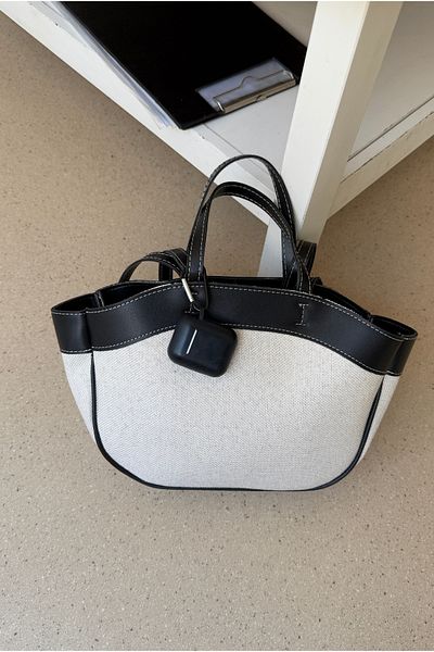 Mupa Shoes Geantă de damă cu curea dublă LINEN BLACK