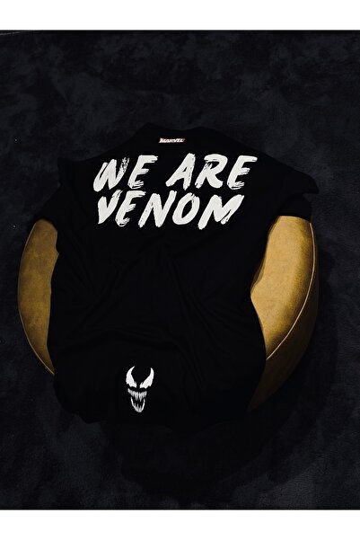 Spark Collection Marvel Venom %100 Pamuklu Relax Kalıp Siyah Tshirt