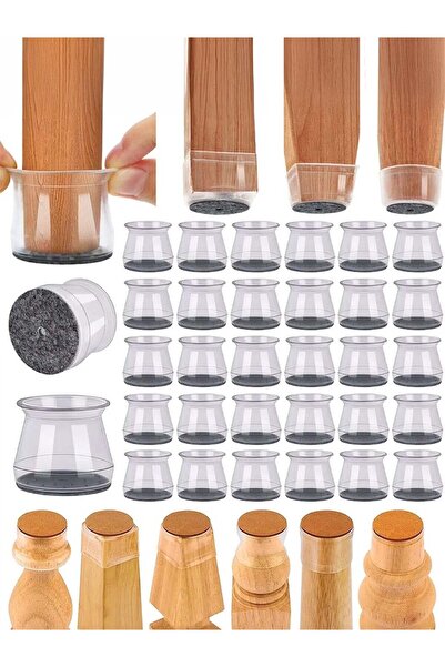 Kelira 20li Orta Boy (2 cm ve 2.8 Cm) Keçeli Silikon Masa Sandalye Pabuç Sandalye Kaydırmaz Zemin Koruyucu