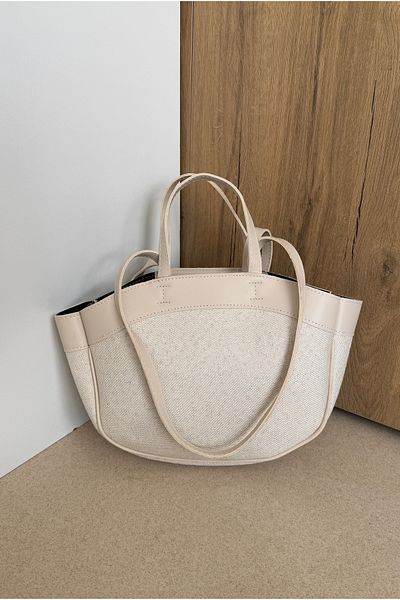 Mupa Shoes Geantă de damă cu curea dublă LINEN CREAM