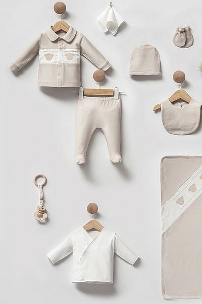 Cassiope Three Teddy Newborn Set of 10 Baby Boy with Gift Box Hospital Release