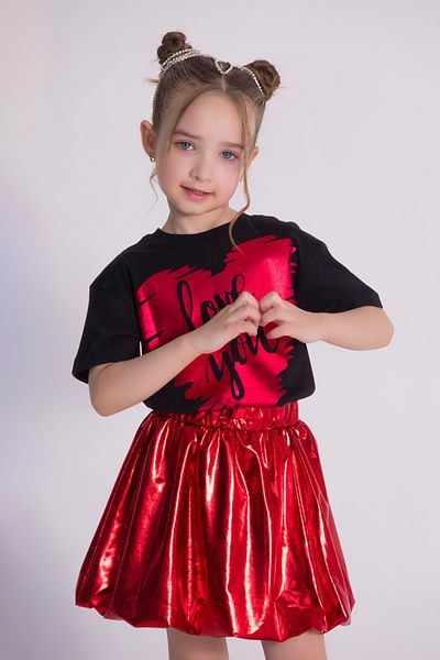 Dmb Girl's Silver Skirt Love You T-Shirt Set