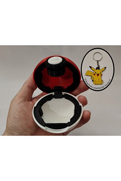 Bikey Design Mekanzmalı Basınca Açılan Poketopu Ikili Set.(POKEBALL 3D BASKI)sürpriz Pokemon Ve Pikachu Anahtarlk