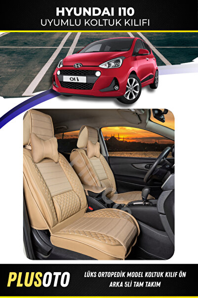 PlusOto Hyundai İ10 Compatible Plus Lux Series Beige Car Seat Cover Set of 5 ...