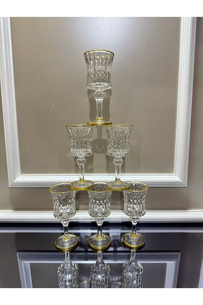 EVRA Brown Water Glass with Gold Detail and Stand