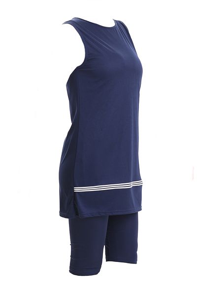 sefamerve Sleeveless Pool Swimsuit 2502-04 Navy Blue