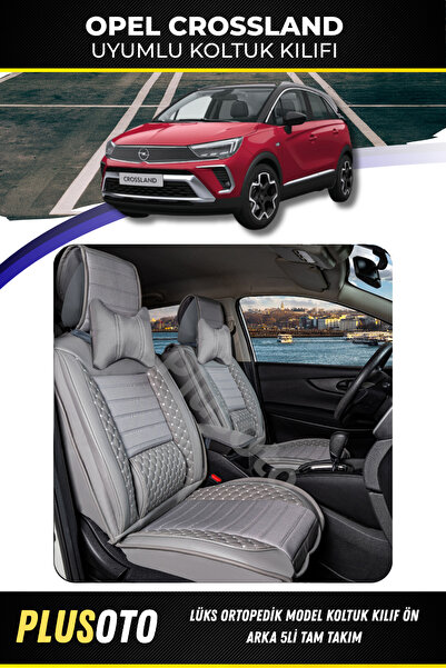 PlusOto مجموعة أغطية مقاعد السيارة باللون الرمادي المتوافقة مع سلسلة Opel Cro...