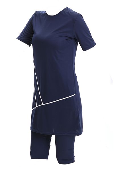 sefamerve Short Sleeve Pool Swimsuit 2501-02 Navy Blue