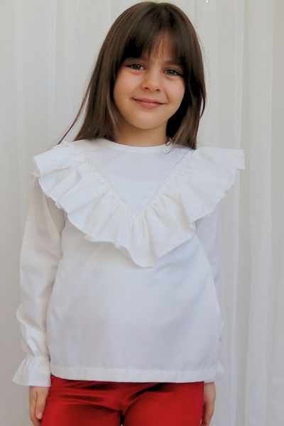 Parla Kids Fete Ecru V Volane Bluză cu mânecă lungă Cămașă Body