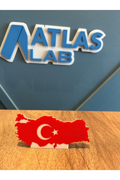 Atlas Lab Türkiye Haritası Masaüstü Dekor – Bayrak Temalı Tasarım – Anlamlı Hediyelik Obje - 3d Baskı