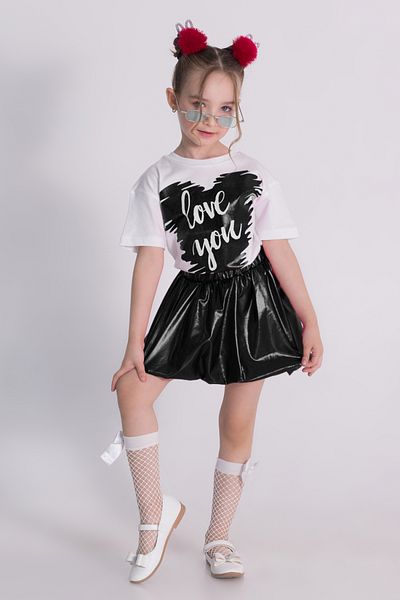 Dmb Girl's Silver Skirt Love You T-Shirt Set