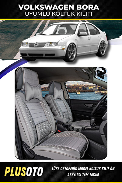 PlusOto مجموعة أغطية مقاعد السيارة باللون الرمادي المتوافقة مع سلسلة Volkswag...